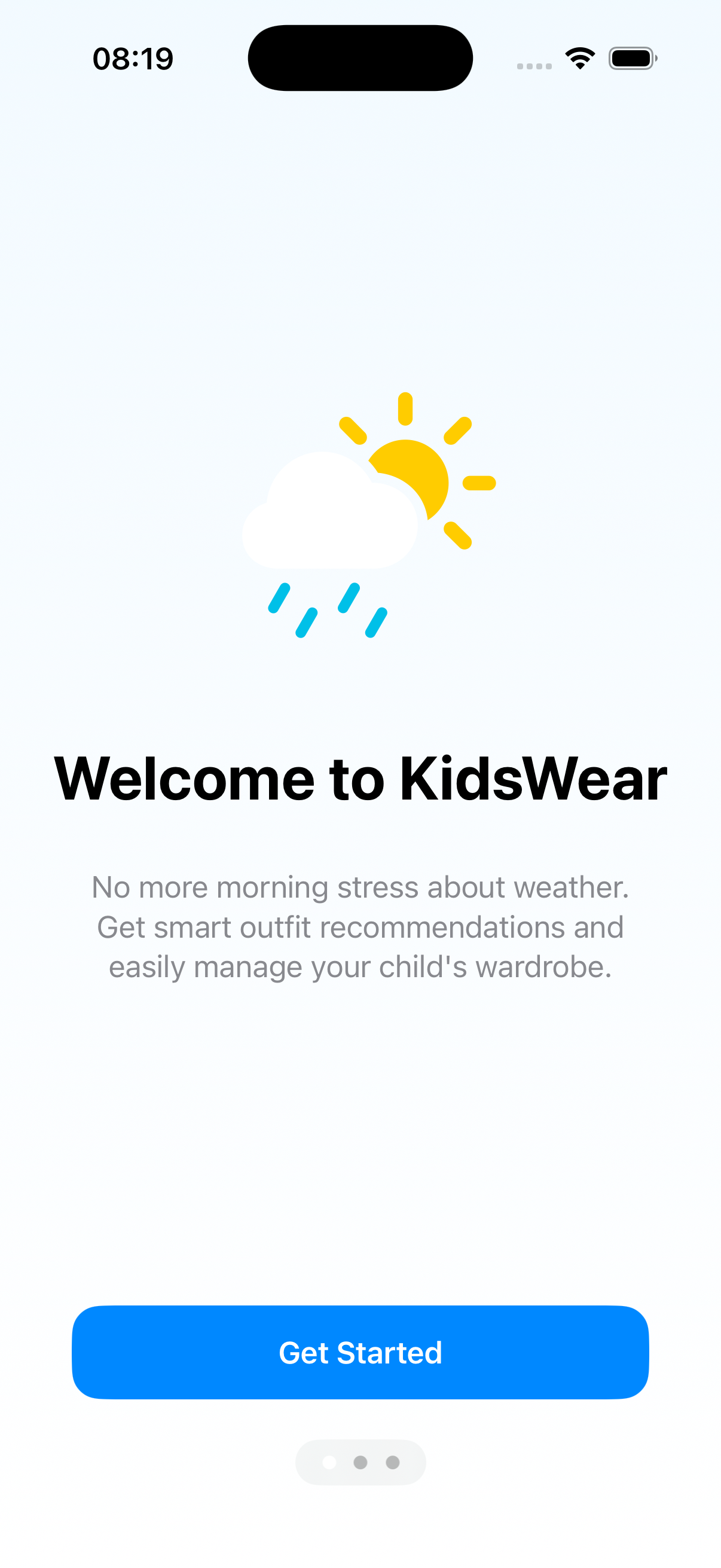 KidsWeatherWear App UI
